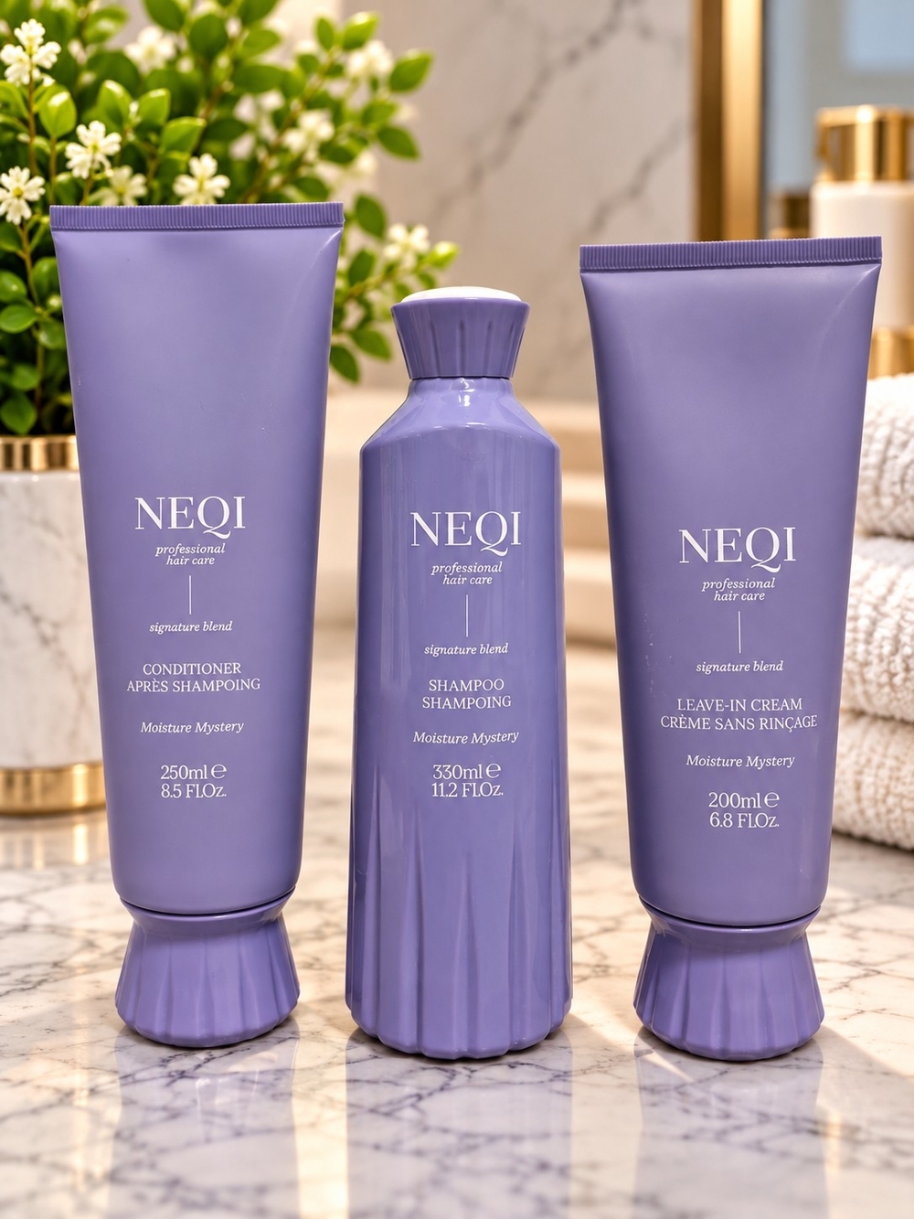 NEQI Moisture Mystery Full Routine: Shampoo, Conditioner & Leave-In Cream Set